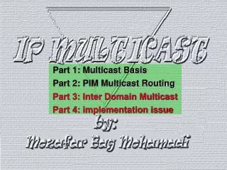Part 1: Multicast Basis Part 2: PIM Multicast Routing Part 3: Inter Domain Multicast