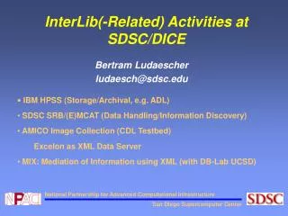 InterLib(-Related) Activities at SDSC/DICE