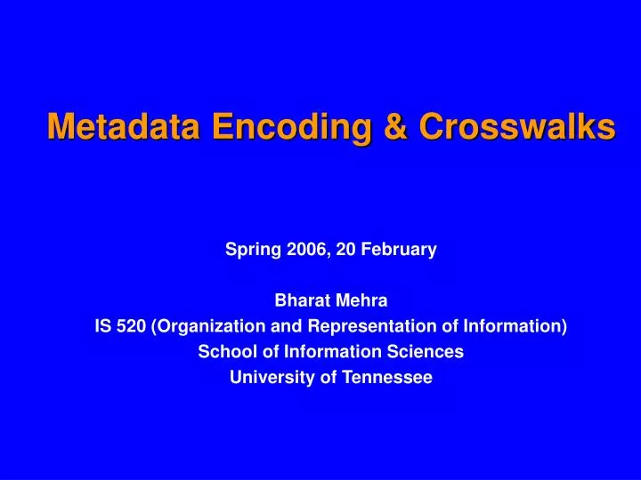 metadata encoding crosswalks