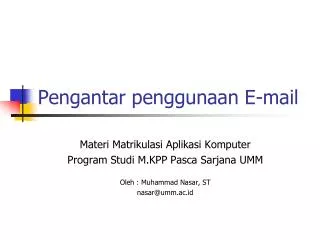 pengantar penggunaan e mail