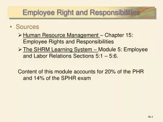 Employee Right and Responsibilities