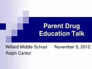 Parent Drug Education Talk