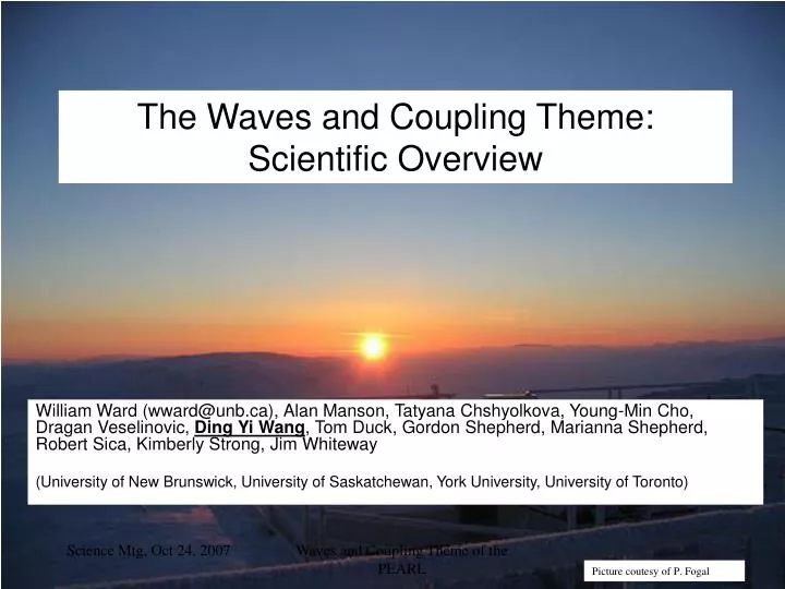 the waves and coupling theme scientific overview