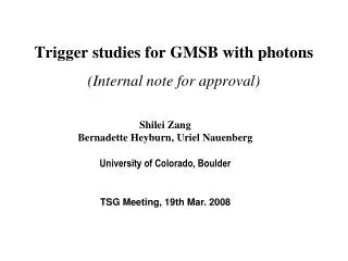 Trigger studies for GMSB with photons (Internal note for approval)