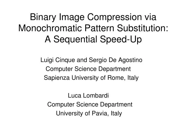 binary image compression via monochromatic pattern substitution a sequential speed up