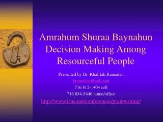 Amrahum Shuraa Baynahun Decision Making Among Resourceful People
