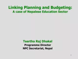 Linking Planning and Budgeting: A case of Nepalese Education Sector