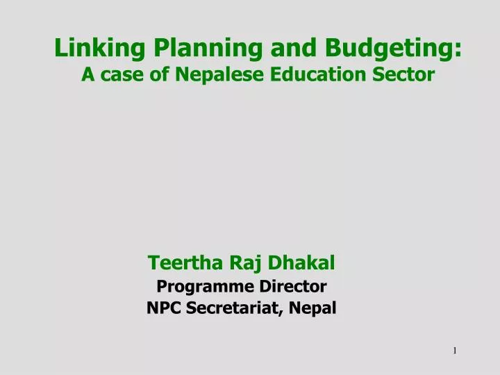 linking planning and budgeting a case of nepalese education sector