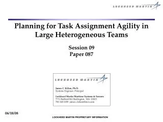 Planning for Task Assignment Agility in Large Heterogeneous Teams Session 09 Paper 087