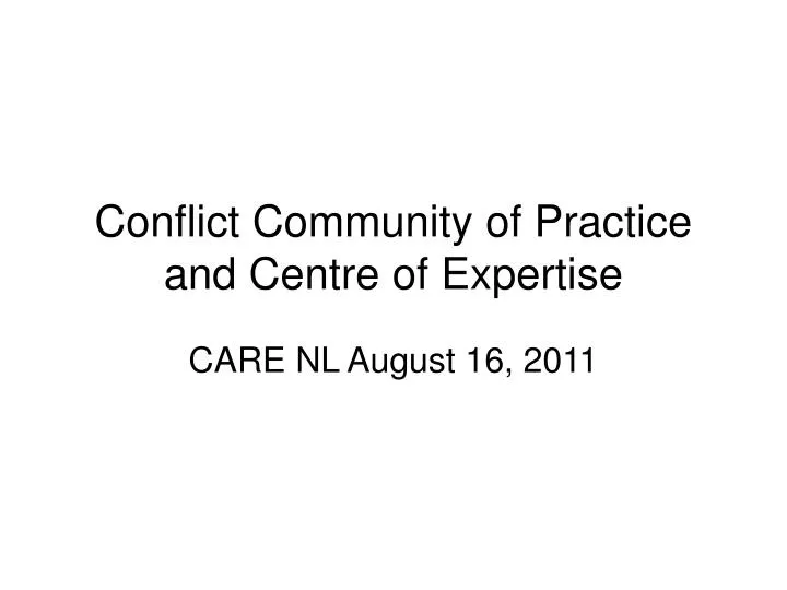 conflict community of practice and centre of expertise