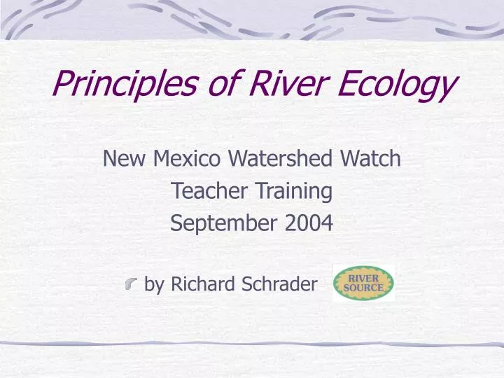 principles of river ecology