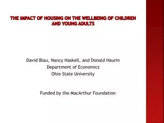 The Impact of Housing on the Wellbeing of Children and Young adults