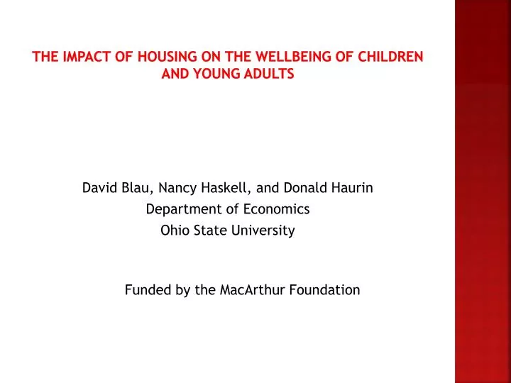 the impact of housing on the wellbeing of children and young adults