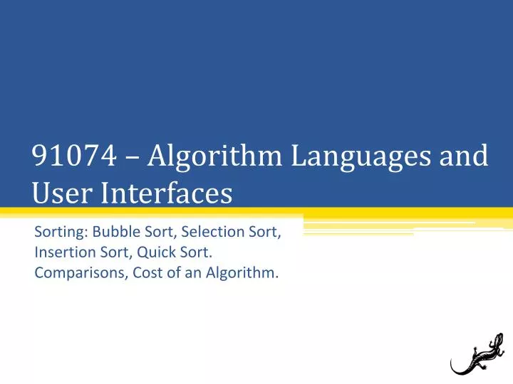 91074 algorithm languages and user interfaces