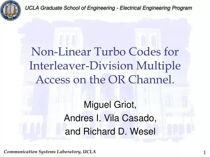 non linear turbo codes for interleaver division multiple access on the or channel