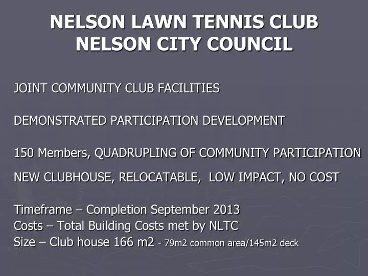 nelson lawn tennis club nelson city council