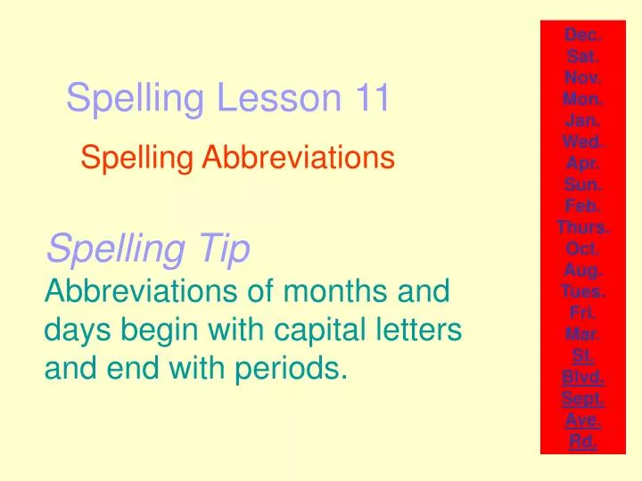 spelling lesson 11