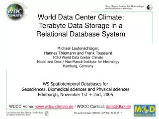WS Spatiotemporal Databases for Geosciences, Biomedical sciences and Physical sciences