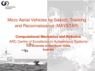 Micro Aerial Vehicles for Search, Tracking and Reconnaissance (MAVSTAR)