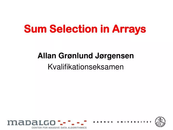 sum selection in arrays