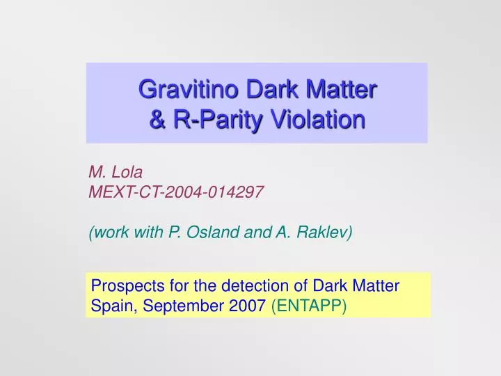 gravitino dark matter r parity violation