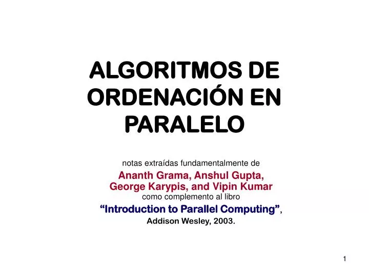 algoritmos de ordenaci n en paralelo