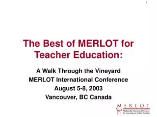 The Best of MERLOT for Teacher Education: