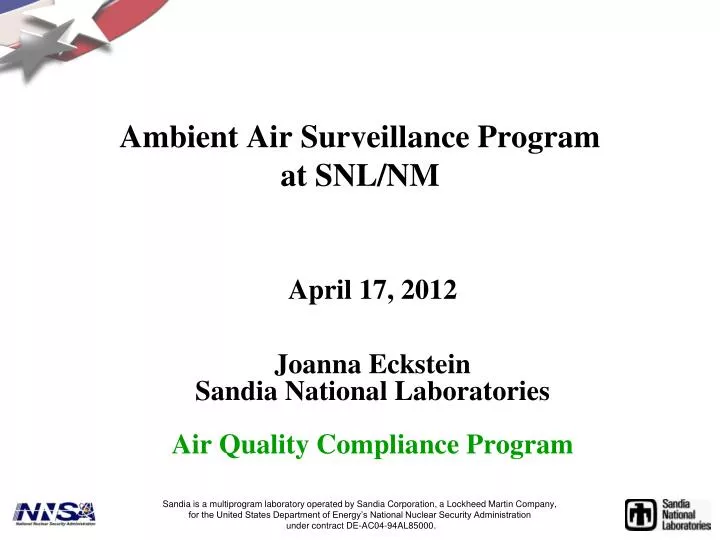 ambient air surveillance program at snl nm
