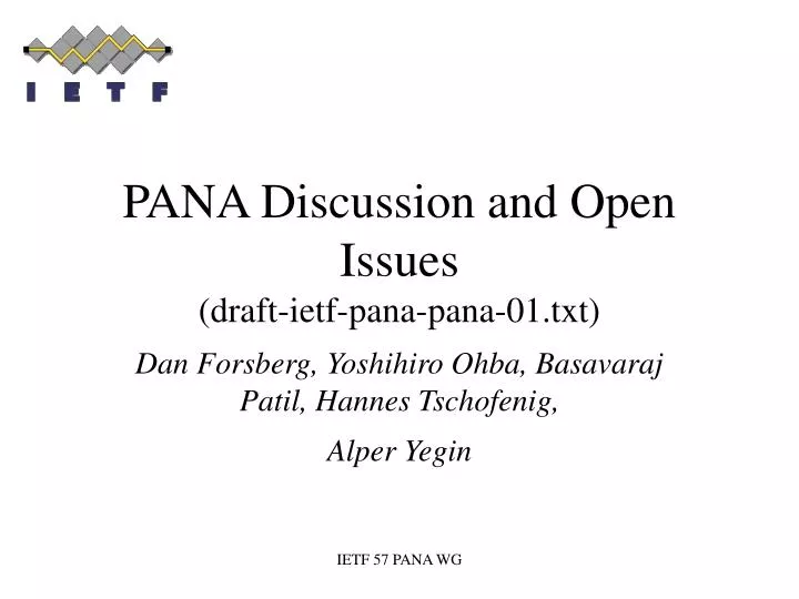 pana discussion and open issues draft ietf pana pana 01 txt