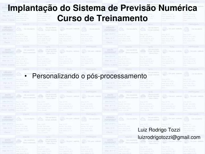 implanta o do sistema de previs o num rica curso de treinamento