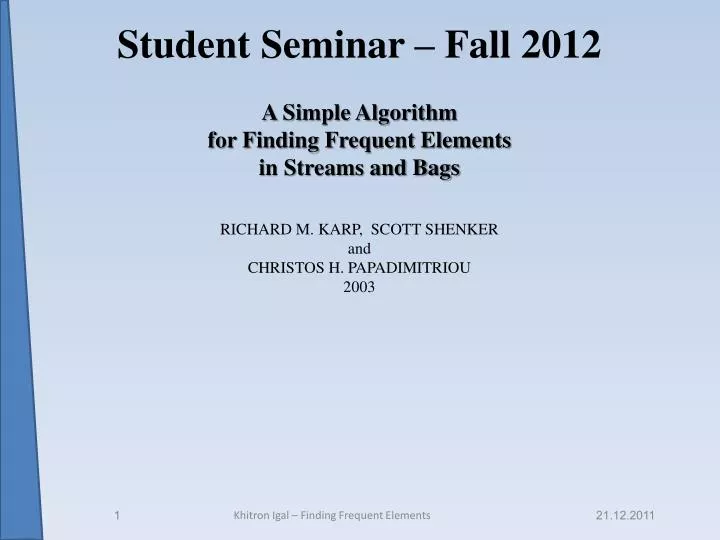 student seminar fall 2012