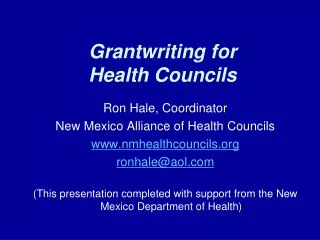 Grantwriting for Health Councils