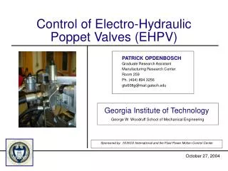 Control of Electro-Hydraulic Poppet Valves (EHPV)