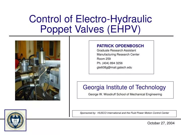 control of electro hydraulic poppet valves ehpv