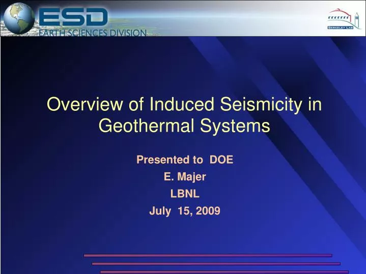 overview of induced seismicity in geothermal systems