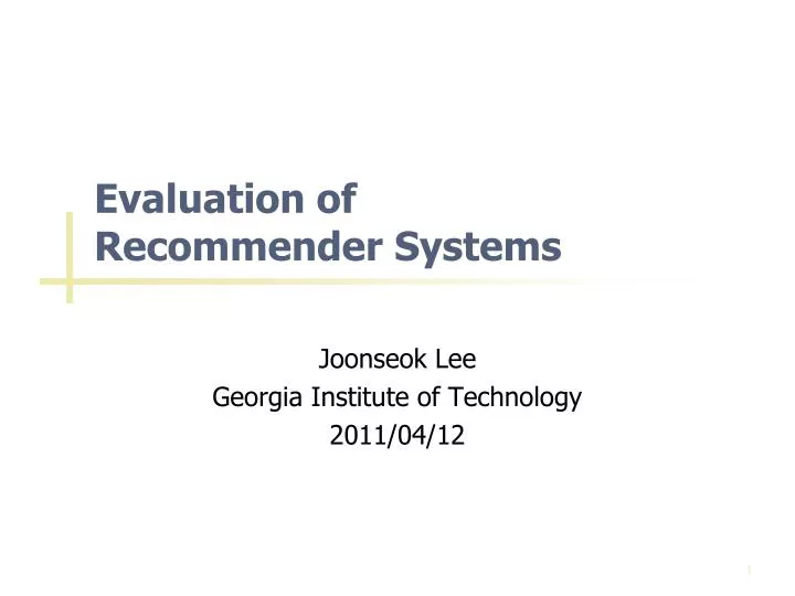 evaluation of recommender systems