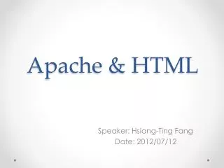 Apache &amp; HTML