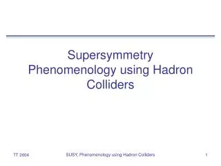 Supersymmetry Phenomenology using Hadron Colliders