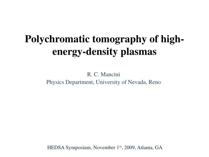 polychromatic tomography of high energy density plasmas
