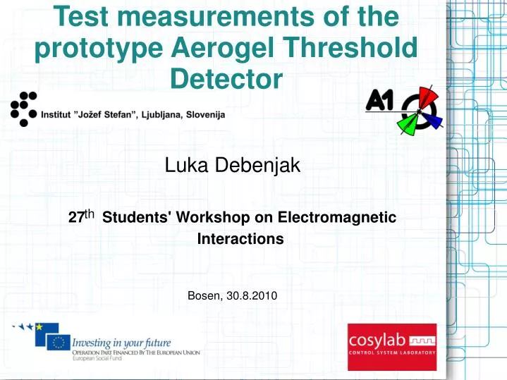 test measurements of the prototype aerogel threshold detector