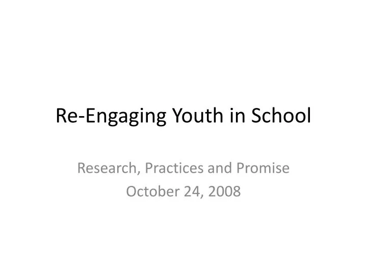 re engaging youth in school
