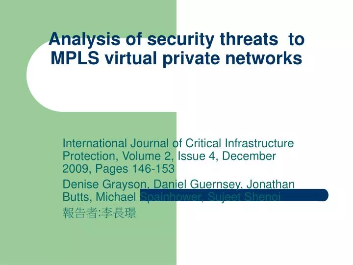 analysis of security threats to mpls virtual private networks