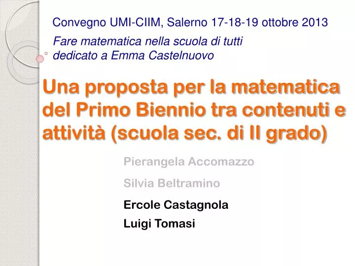 una proposta per la matematica del primo biennio tra contenuti e attivit scuola sec di ii grado