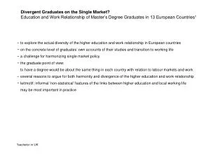 Divergent Graduates on the Single Market?