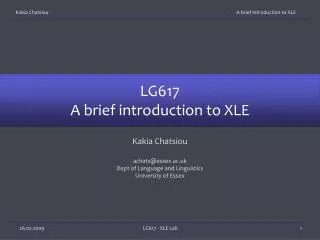 LG617 A brief introduction to XLE