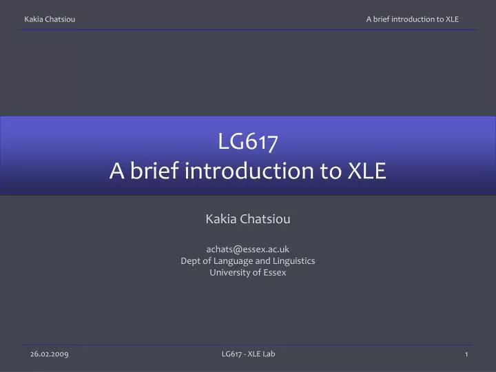 lg617 a brief introduction to xle