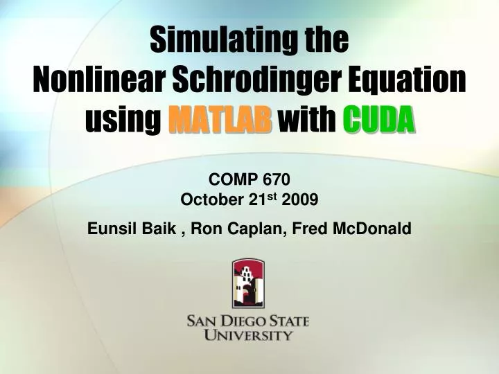 simulating the nonlinear schrodinger equation using matlab with cuda