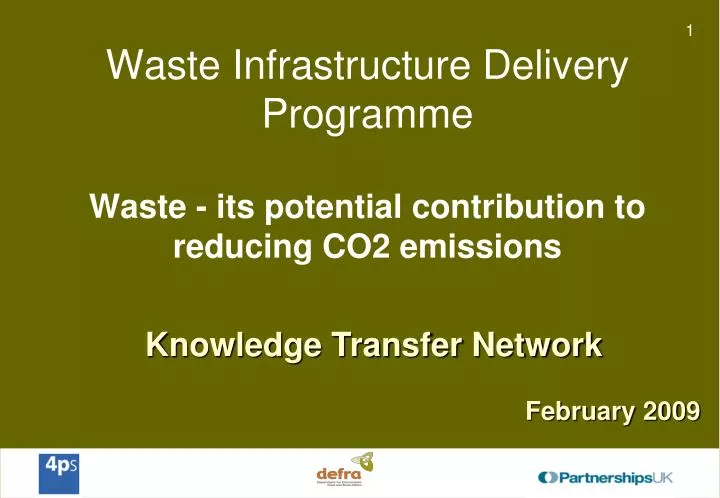 waste infrastructure delivery programme waste its potential contribution to reducing co2 emissions