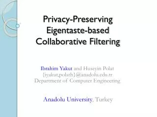 Privacy-Preserving Eigentaste-based Collaborative Filtering