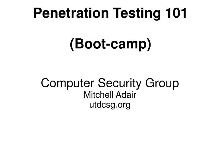 penetration testing 101 boot camp